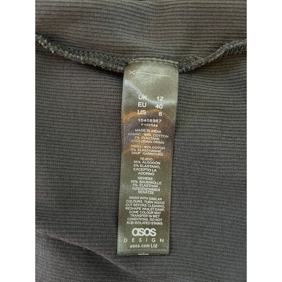 ASOS DESIGN Rib Legging in Acid Wash in Charcoal Size 8 - Picture 8 of 9